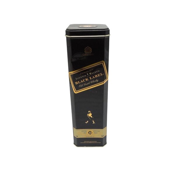 JOHNNIE WALKER Black Label 12-Year Whisky Tin Box Elegant Gold & Black - Picture 3 of 11
